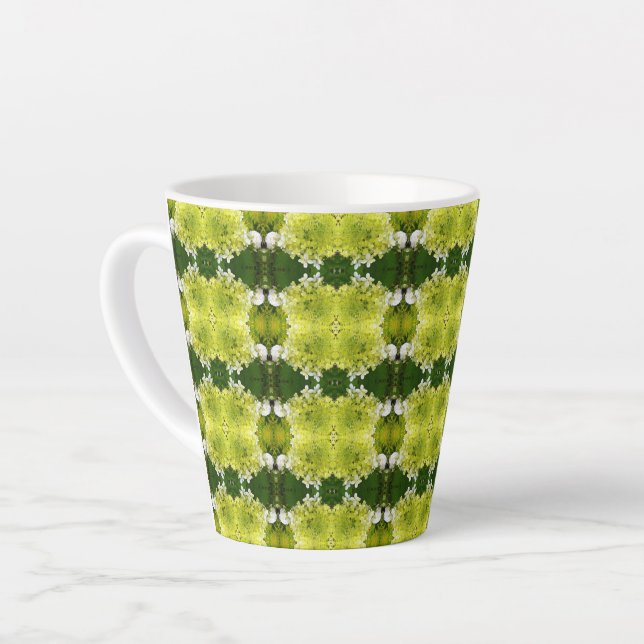 Caneca De Café Latte Padrão de Blooms de Abstrato Verde Chartreuse (Ângulo esquerdo)