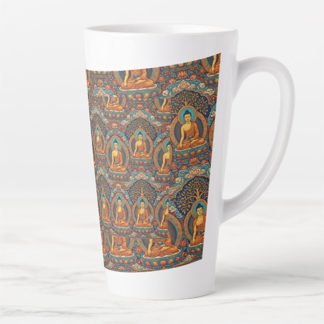 Caneca De Café Latte Padrão de Buda (Direita)