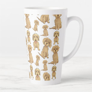 Caneca De Café Latte Padrão de Cachorro Marrom labradoodle goldendoodle