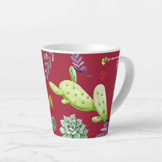 Caneca De Café Latte Padrão de Cacto 4 (Ângulo direito)