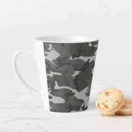 Caneca De Café Latte Padrão de Camuflagem Cinza, Padrão Militar, Exérci