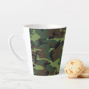 Caneca De Café Latte Padrão de Camuflagem Verde, Padrão Militar, Exérci