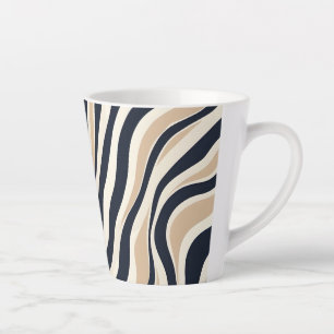 Caneca De Café Latte Padrão De Carvão De Beige Neutral De Gama Elegante