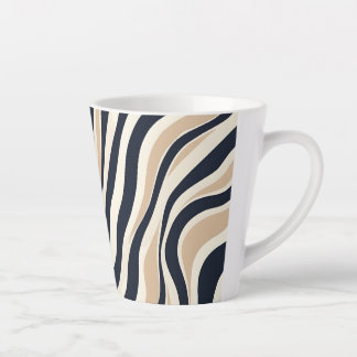 Caneca De Café Latte Padrão De Carvão De Beige Neutral De Gama Elegante