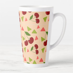 Caneca De Café Latte padrão de cereja doce