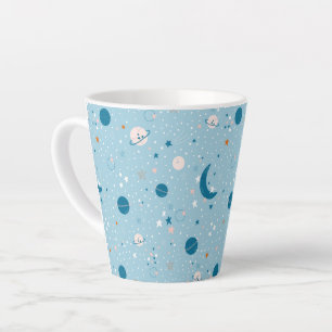 Caneca De Café Latte Padrão de Céu Azul e Espaço