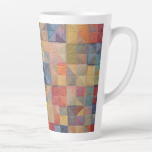 Caneca De Café Latte Padrão de colcha colorido