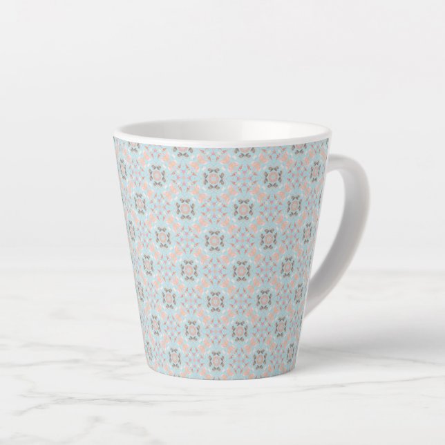 Caneca De Café Latte Padrão de Concha de Mar Sem Costura (Ângulo direito)