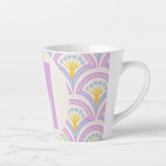 Caneca De Café Latte padrão de concha em cores pastel (Direita)