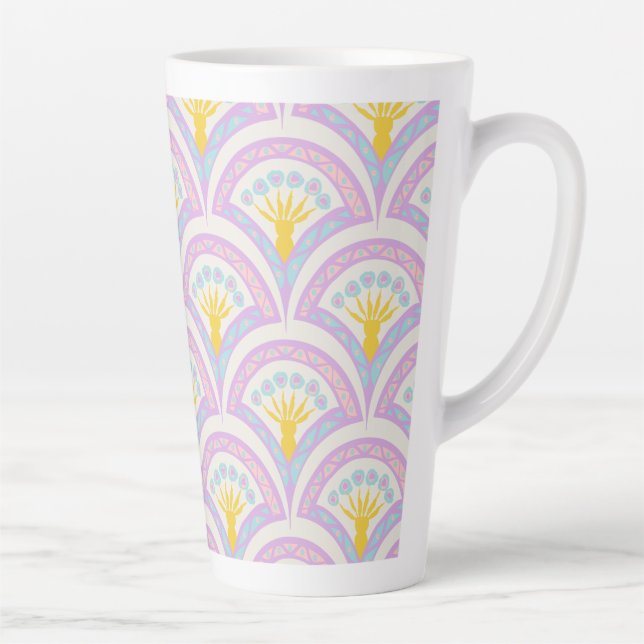 Caneca De Café Latte padrão de concha em cores pastel (Direita)