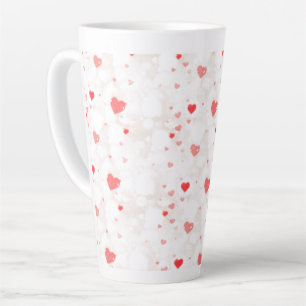 Caneca De Café Latte Padrão de Coração Colorida do abstrato