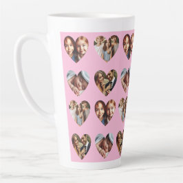 Caneca De Café Latte Padrão De Coração Personalizado De 4 Fotografias M