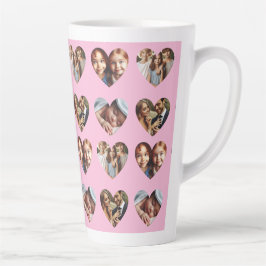 Caneca De Café Latte Padrão De Coração Personalizado De 4 Fotografias M