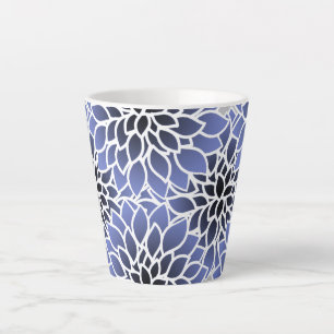 Caneca De Café Latte Padrão de Dahlia Azul