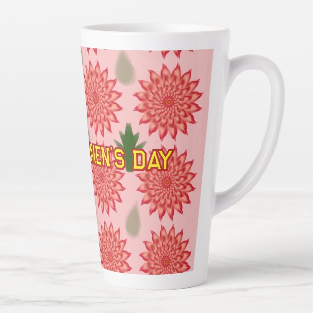 Caneca De Café Latte Padrão de Dia das Mulheres com Flores da Primavera (Direita)