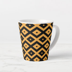 Caneca De Café Latte Padrão de diamante amarelo e preto