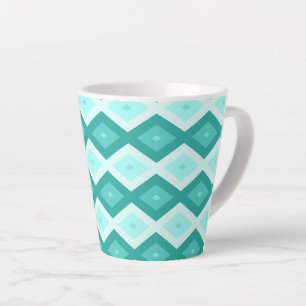 Caneca De Café Latte Padrão de diamante de turquesa