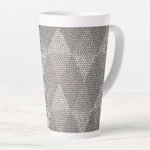 Caneca De Café Latte Padrão de Diamante de Vidro Colorido Prateado