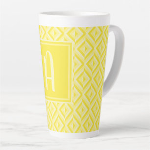 Caneca De Café Latte Padrão de Diamante Monograma Amarelo-Três-Tom