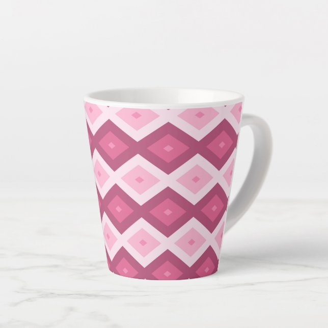 Caneca De Café Latte Padrão de diamante rosa (Ângulo direito)