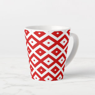Caneca De Café Latte Padrão de diamante vermelho e branco
