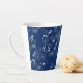Caneca De Café Latte Padrão de Doodles de Flor Selvagem