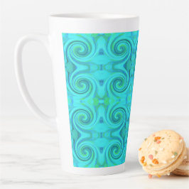 Caneca De Café Latte Padrão de espiral de Arte Líquida de Abstrato Azul