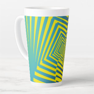 Caneca De Café Latte Padrão de Estilo de Selva Abstrato Verde Amarelo B