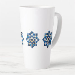 Caneca De Café Latte Padrão de Estrela Geométrica Islâmica Marroquina e