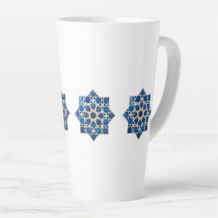 Caneca De Café Latte Padrão de Estrela Geométrica Islâmica Marroquina e