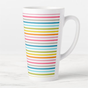 Caneca De Café Latte Padrão de faixas coloridas - 93861