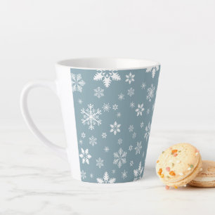 Caneca De Café Latte Padrão de Floco de Neve, Flocos de Neve Brancos, N