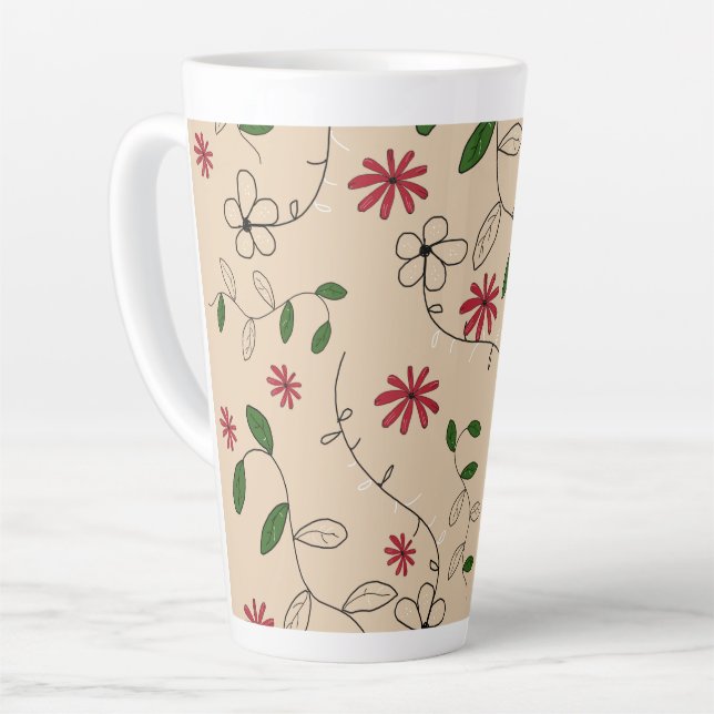 Caneca De Café Latte Padrão de Flor do Magic Garden (Ângulo esquerdo)