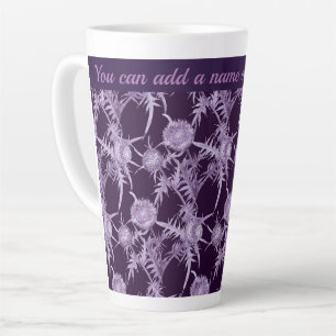Caneca De Café Latte Padrão de flor violeta THISTLE