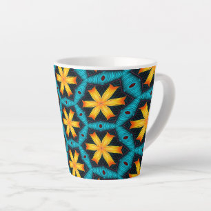 Caneca De Café Latte Padrão de Flores de Abstrato Bonito