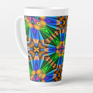 Caneca De Café Latte Padrão de Flores de Abstrato exclusivo