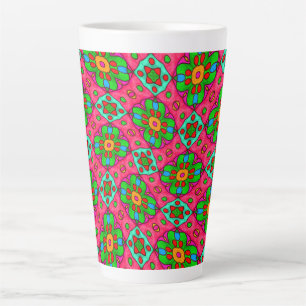 Caneca De Café Latte Padrão de Flores de Abstrato exclusivo
