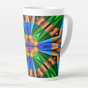 Caneca De Café Latte Padrão de Flores de Abstrato exclusivo
