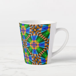 Caneca De Café Latte Padrão de Flores de Abstrato exclusivo