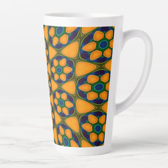 Caneca De Café Latte Padrão de Flores de Abstrato exclusivo (Direita)