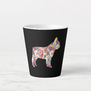 Caneca De Café Latte padrão de flores de buldogue francês presente d