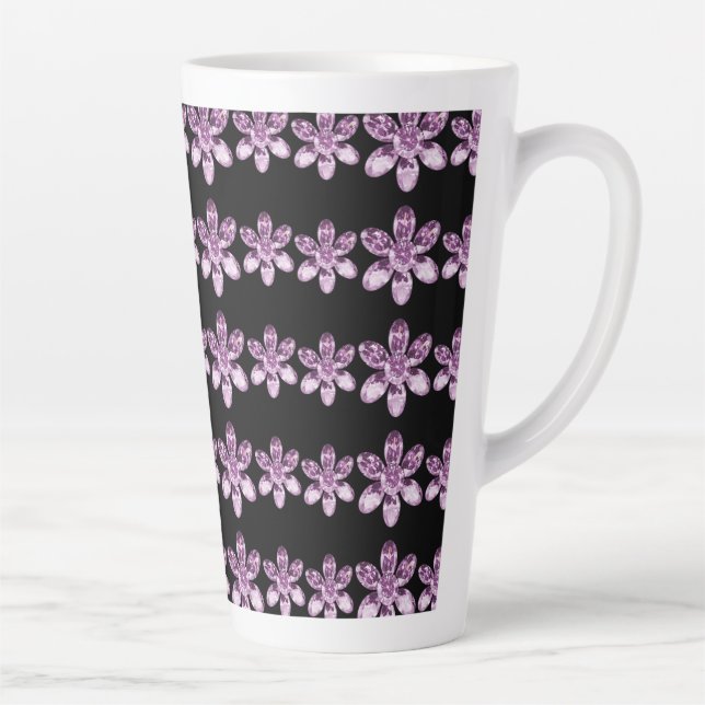 CANECA DE CAFÉ LATTE PADRÃO DE FLORES DE GEMSTONAS (Direita)