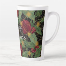 Padrão de Flores de Natal,Ouro Vermelho Verde Pret