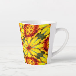 Caneca De Café Latte Padrão de Flores de ouro