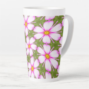 Caneca De Café Latte Padrão de Flores do Cosmos