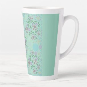 Caneca De Café Latte Padrão de flores e videiras personalizado fofo Kid