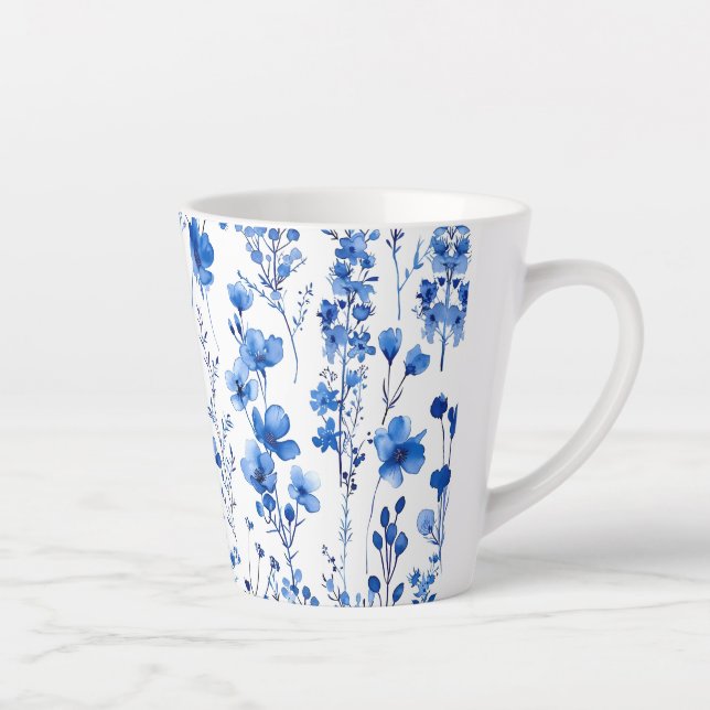 Caneca De Café Latte Padrão de Flores Silvestres de Papel Francês Desig (Direita)