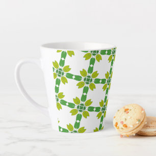 Caneca De Café Latte Padrão De Folha, Padrão De Folhas, Folhas Verdes