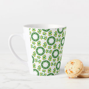 Caneca De Café Latte Padrão de Folhas, Padrão de Folhagens, Folhas Verd