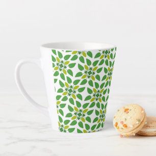Caneca De Café Latte Padrão de Folhas, Padrão de Folhagens, Folhas Verd